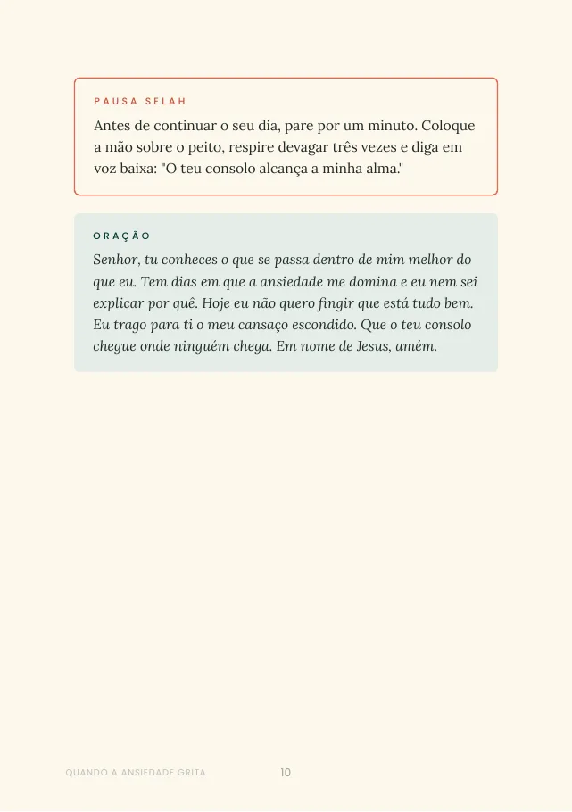 Pausa Selah e oração